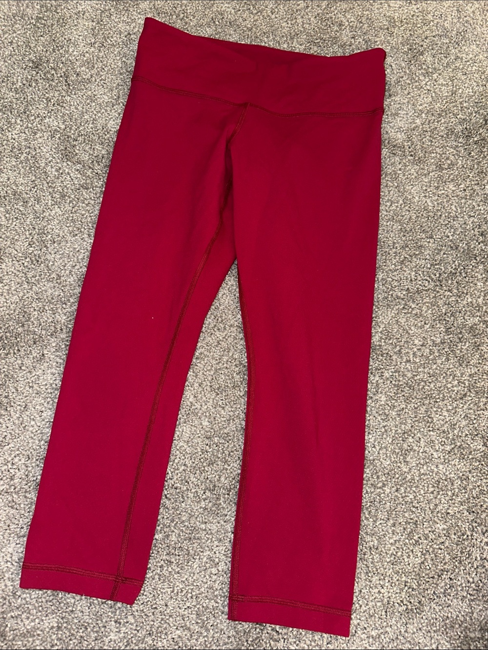 Woman Stretch Active Crop Leggings - Deep Red